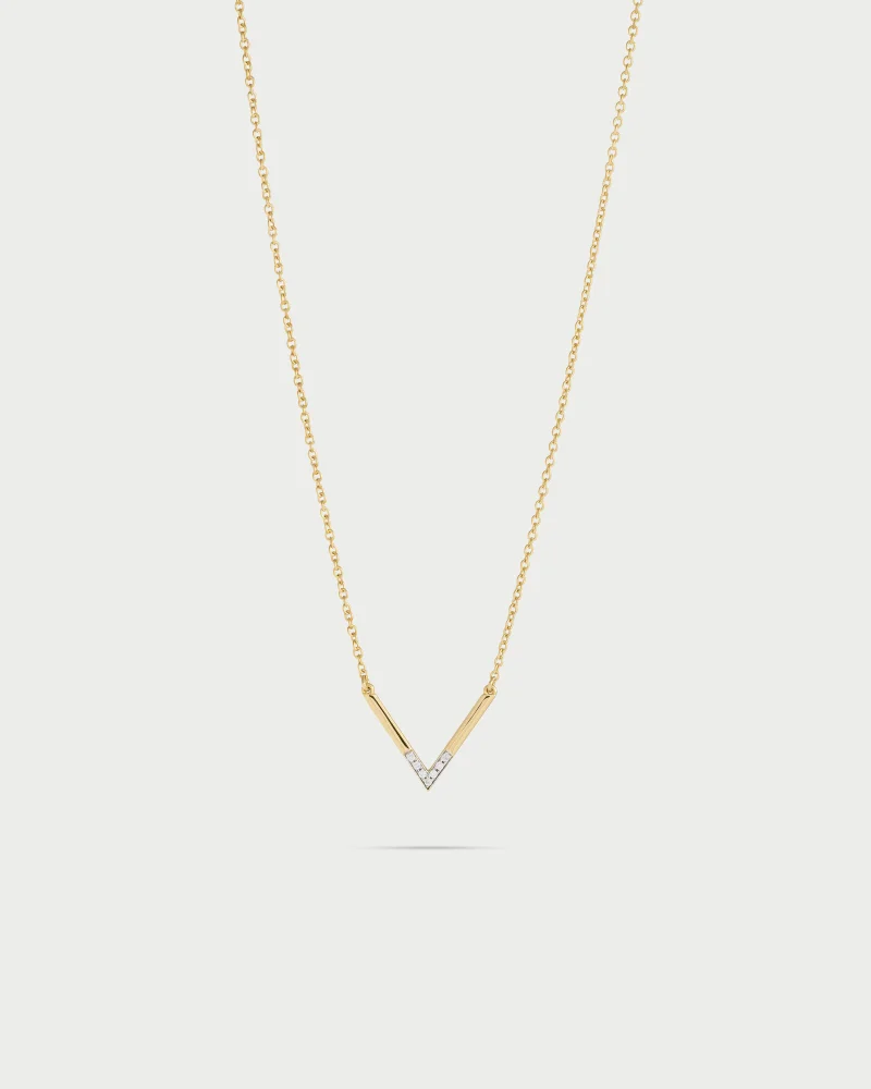 Rue Des Mill Minimal V choker with zircons - SHAPES - yellow gold