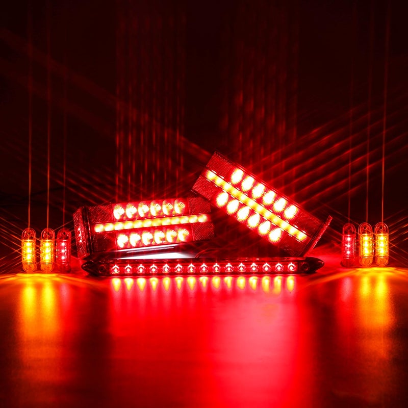 LINKITOM LED Submersible Rectangular Trailer Tail Light Kit, Super Bright Brake Stop Turn Reverse Side Marker Tail License Lights Sealed for Utility Trailer Boat Truck Marine Over 80 Inch - Image 2