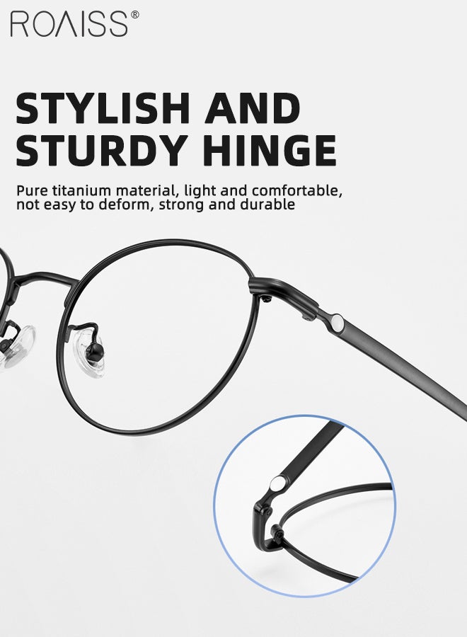 roaiss Blue Light Blocking Glasses Blue Light Filter Computer Reading Gaming TV Phones Round Eyeglasses with Titanium Frame Fashion Anti Eyestrain Headache Eyewear for Men Women Black 50mm  - Image 5