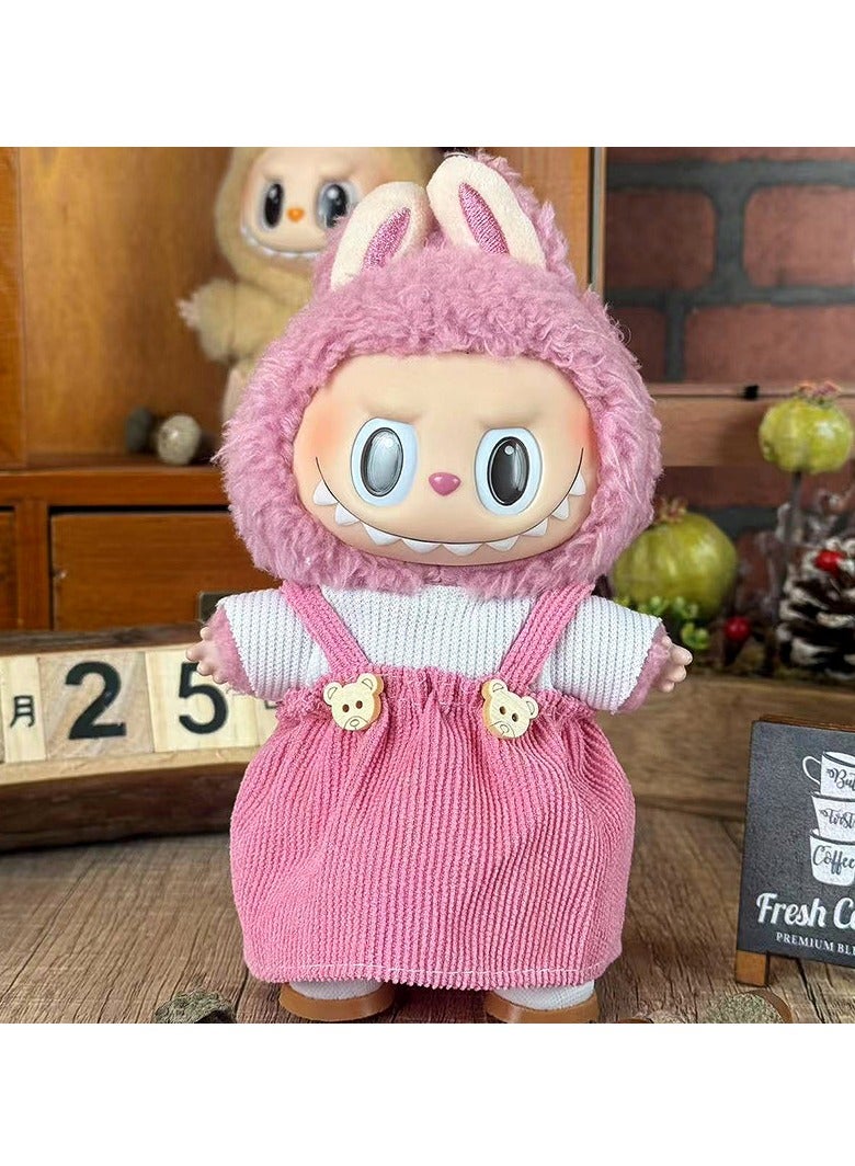 Beauenty Labubu Doll Clothing Set, suitable for hanging plush dolls up to 17cm, interchangeable clothing for first, second, and third generation vinyl collectible dolls, durable and stylish accessories, suitable for creative games