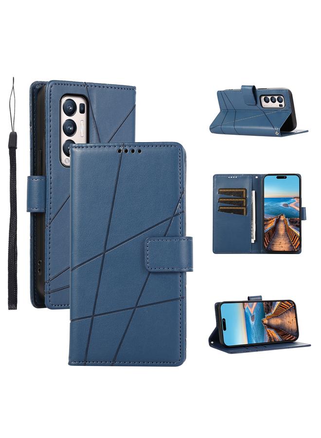 S-TOP Case For OPPO Reno5 Pro+ PU Genuine Leather Texture Embossed Line Phone Case - Image 1
