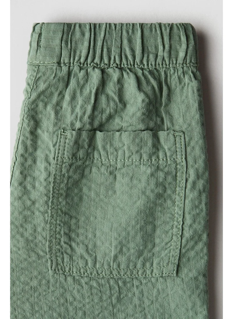 اتش اند ام Cotton seersucker trousers