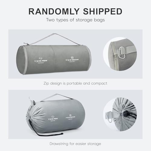 urnexttour Travel Pillow and Blanket Set Neck Pillows Travel Essentials with Sleep Mask for Airplane Car Memory Foam Grey - Image 2