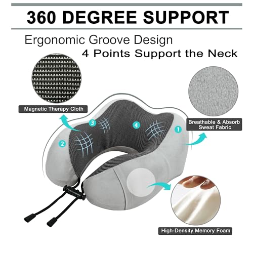 urnexttour Travel Pillow and Blanket Set Neck Pillows Travel Essentials with Sleep Mask for Airplane Car Memory Foam Grey - Image 4