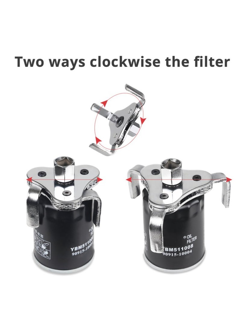 2-Piece Universal Adjustable Oil Filter Wrench, 2-1/2" to 4", 3-Claw Oil Filter Wrench Remover - Image 3