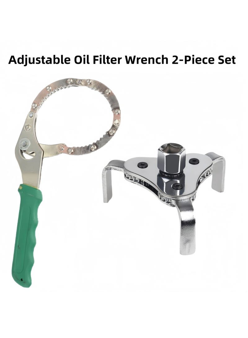 2-Piece Universal Adjustable Oil Filter Wrench, 2-1/2" to 4", 3-Claw Oil Filter Wrench Remover - Image 2