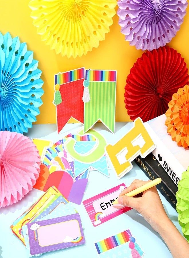 Qilery Welcome Bulletin Board Sets Welcome Back Classroom Decorations Bulletin Board Nameplate Cutout Paper Fans Banner for Back to School Chalkboard Wall Decor (Colorful) - Image 5