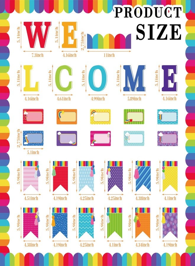 Qilery Welcome Bulletin Board Sets Welcome Back Classroom Decorations Bulletin Board Nameplate Cutout Paper Fans Banner for Back to School Chalkboard Wall Decor (Colorful) - Image 2