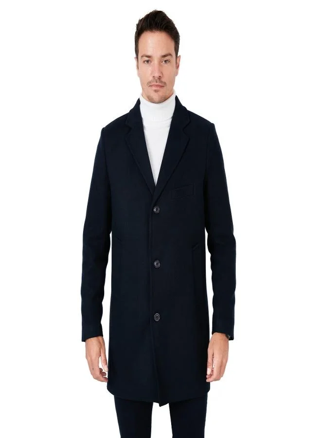 Buratti  Buratti Slim Fit Single Slit Buttoned Mono Collar Cashmere Coat Men's COAT 5840098 for Men | Best Price UAE