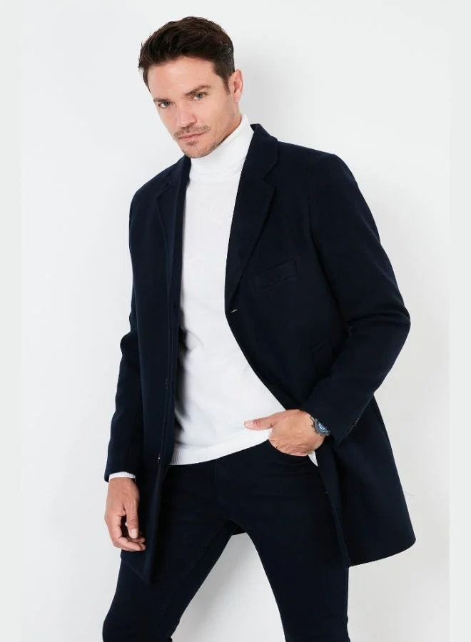 Buratti  Buratti Slim Fit Single Slit Buttoned Mono Collar Cashmere Coat Men's COAT 5840098 for Men | Best Price UAE