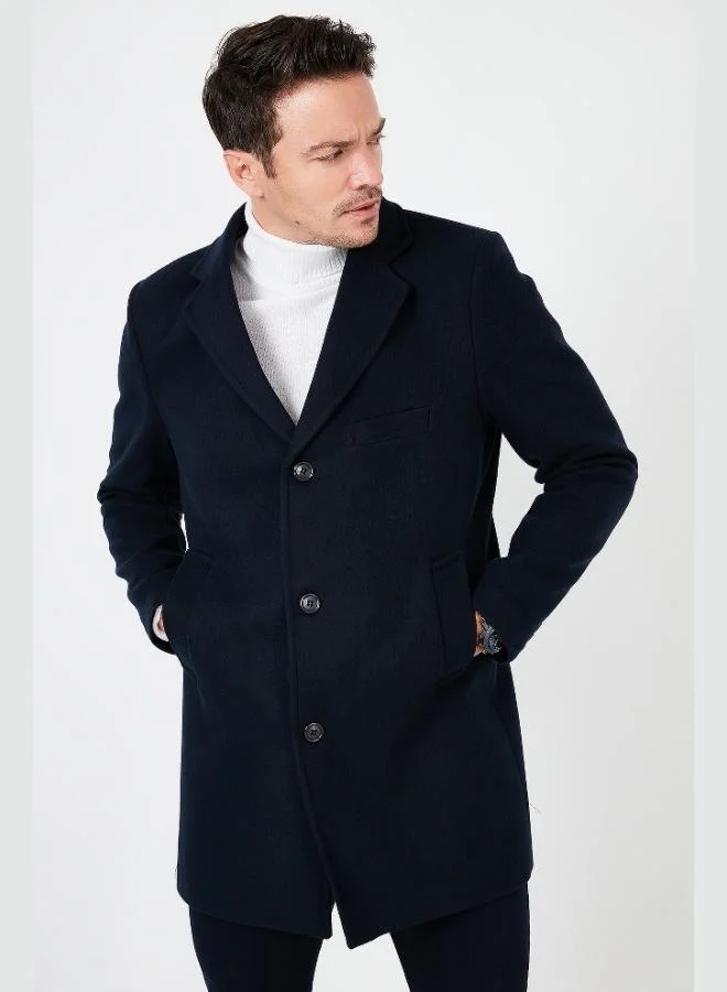 Buratti  Buratti Slim Fit Single Slit Buttoned Mono Collar Cashmere Coat Men's COAT 5840098 for Men | Best Price UAE