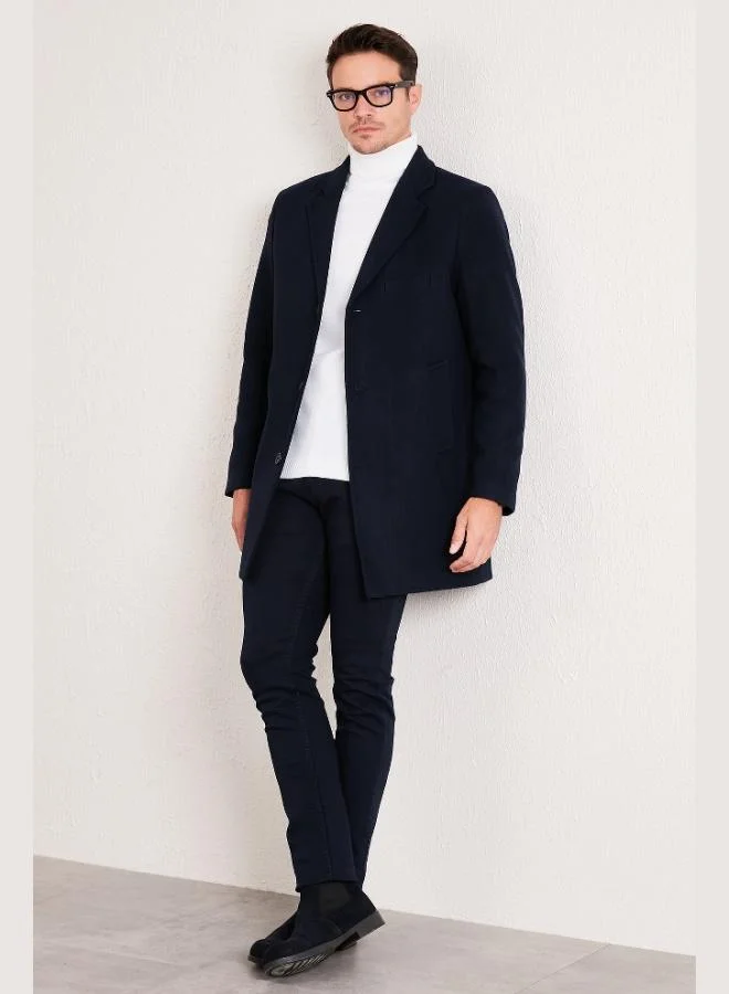 Buratti  Buratti Slim Fit Single Slit Buttoned Mono Collar Cashmere Coat Men's COAT 5840098 for Men | Best Price UAE