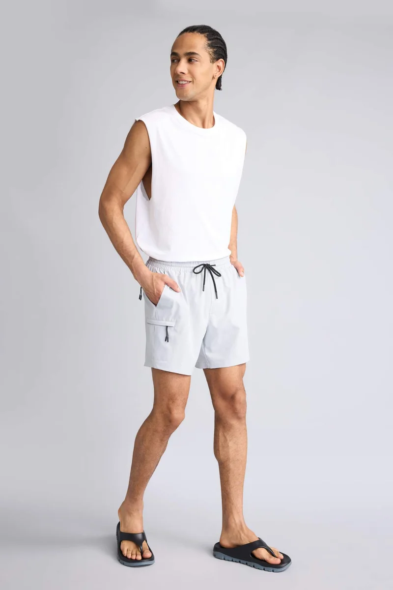Printed Stretchy Textured Sports Swim Shorts