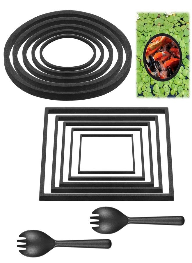 Hariendny 10 Pack Fish Feeding Ring Aquarium Floating Plant Barrier Round and Square Floating Aquarium Plant Corral Foam Fish Feeder Rings Fish-Tank Accessories for Betta Goldfish Floating-Plants - Image 1