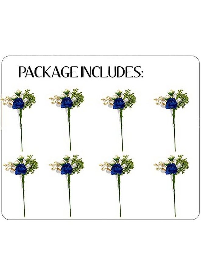 Hair Flare - Women Attractive Artificial Small Rose Flower With Mongra Bridal Wedding Hair Accessories/Hair Pins/Juda Pins For Women And Girls 2231 Blue - Image 1