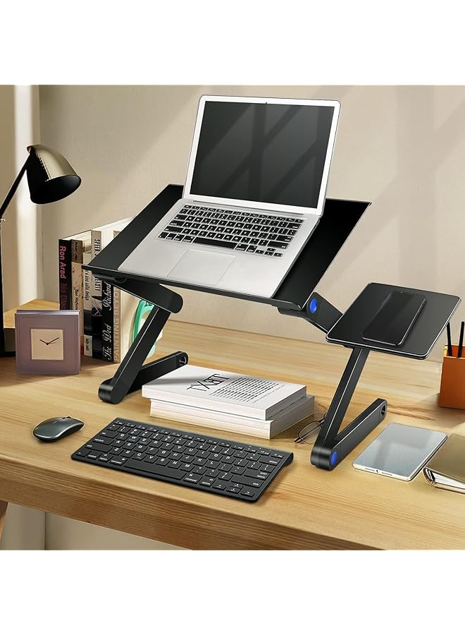 erorex Height Adjustable Laptop Table Portable Computer Laptop Desk Foldable Table Workstation Notebook Riser With 2 Cpu Cooling Usb Fans And Mouse Pad Ergonomic Laptop Stand Holder For Bed Sofa Office  - Image 3