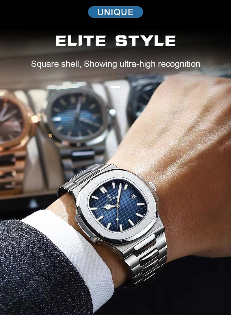 پوداجار ساعة للرجال ساعة من الفولاذ المقاوم للصدأ كوارتز مضيئة مقاومة للماء - Image 2