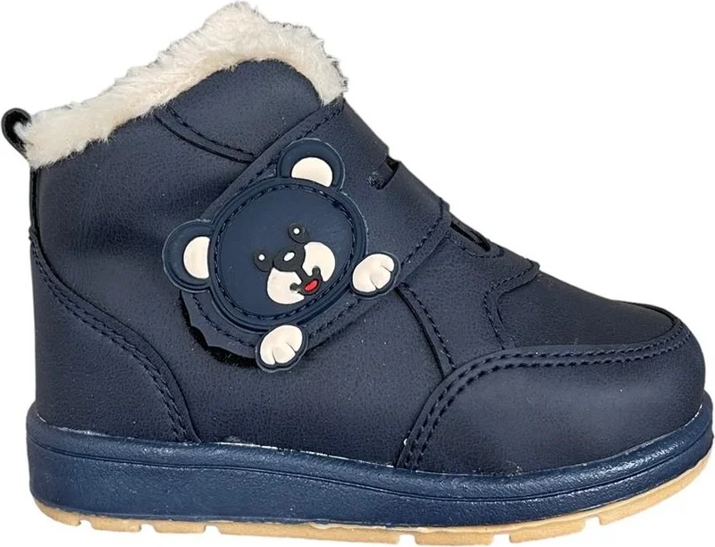 Liger Panda Detailed Kids Baby Boots Navy Blue