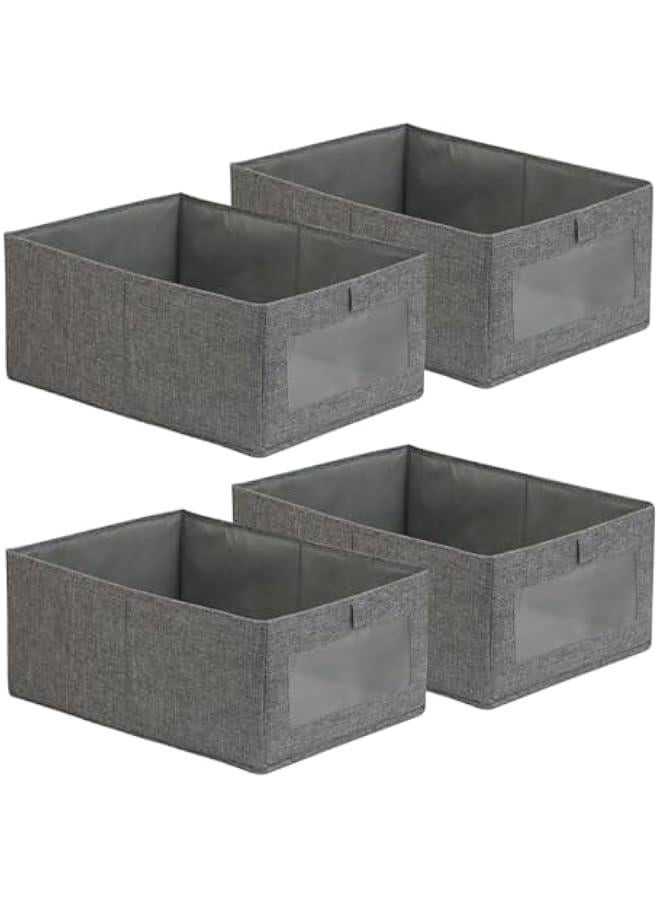 هوكور صندوق تخزين جينز من بايبي، منظم ملابس لخزانة الملابس، منظمات أدراج مرئية للملابس، سلة تخزين خزانة قابلة للطي، صندوق درج قابل للغسل للملابس (رمادي) - Image 1