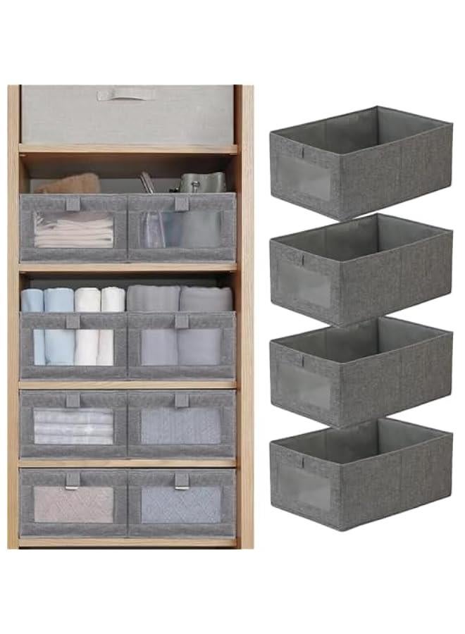 هوكور صندوق تخزين جينز من بايبي، منظم ملابس لخزانة الملابس، منظمات أدراج مرئية للملابس، سلة تخزين خزانة قابلة للطي، صندوق درج قابل للغسل للملابس (رمادي) - Image 2