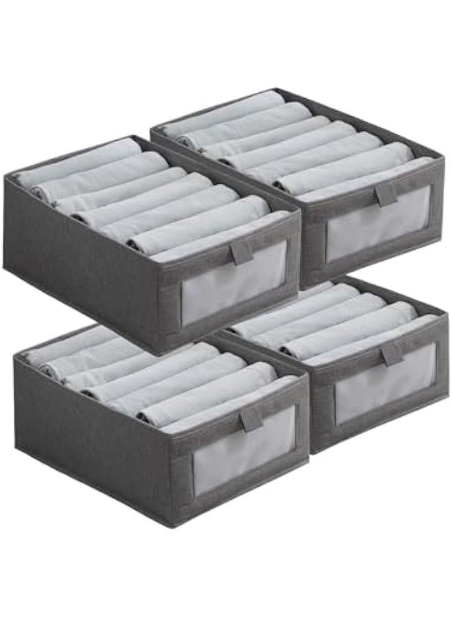 هوكور صندوق تخزين جينز من بايبي، منظم ملابس لخزانة الملابس، منظمات أدراج مرئية للملابس، سلة تخزين خزانة قابلة للطي، صندوق درج قابل للغسل للملابس (رمادي) - Image 3