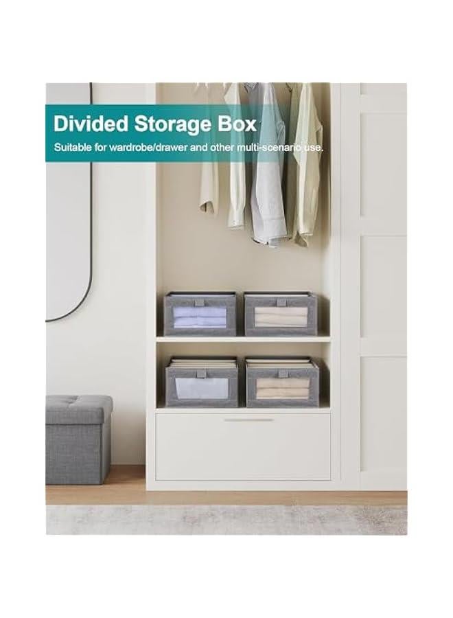 هوكور صندوق تخزين جينز من بايبي، منظم ملابس لخزانة الملابس، منظمات أدراج مرئية للملابس، سلة تخزين خزانة قابلة للطي، صندوق درج قابل للغسل للملابس (رمادي) - Image 4