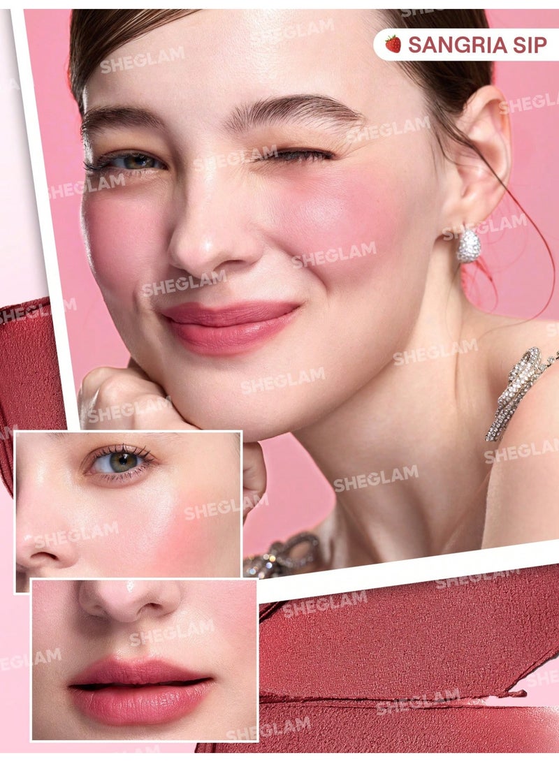 SHEGLAM Strawberry Whirl Cheek & Lip Cream Stack Strawberry - Image 5