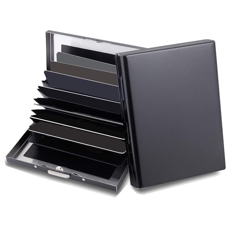 EASTNIGHTS RFID Credit Card Holder Protector Metal Credit Card Wallet Business Card Holder for Men Women Gift Box Package (Black) - Image 1