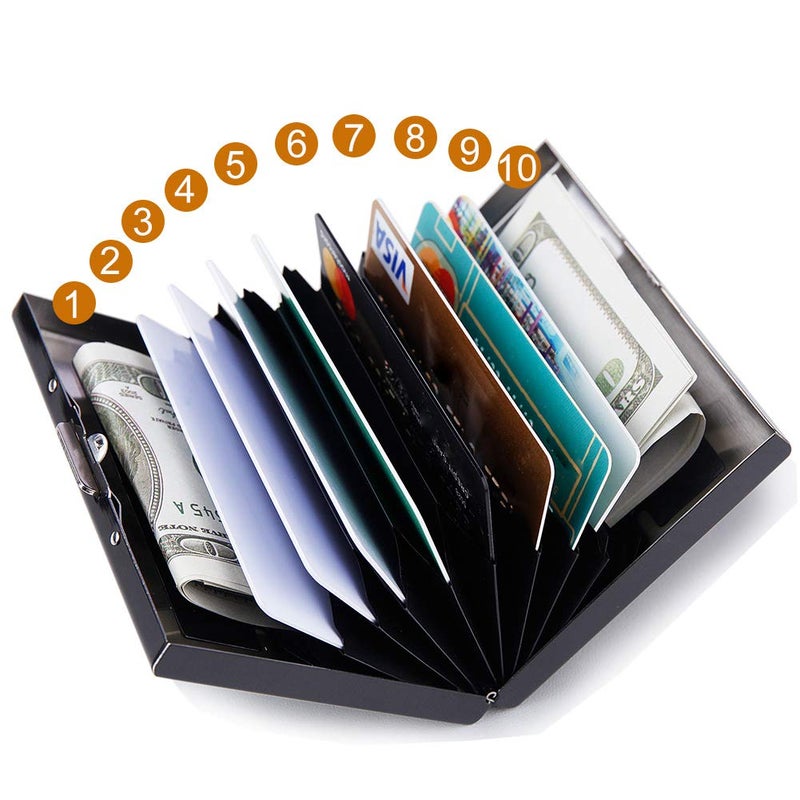EASTNIGHTS RFID Credit Card Holder Protector Metal Credit Card Wallet Business Card Holder for Men Women Gift Box Package (Black) - Image 2