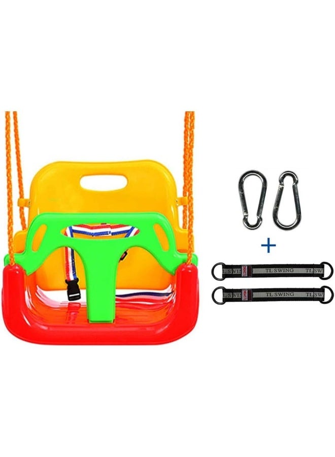 Rainbow Toys مقعد أرجوحة للأطفال ثلاثي الاستخدامات مناسب للاستخدام الداخلي والخارجي مقعد أرجوحة للأطفال من الرضع إلى الشباب 5 ألوان مجموعة أرجوحة في الملعب - Image 1