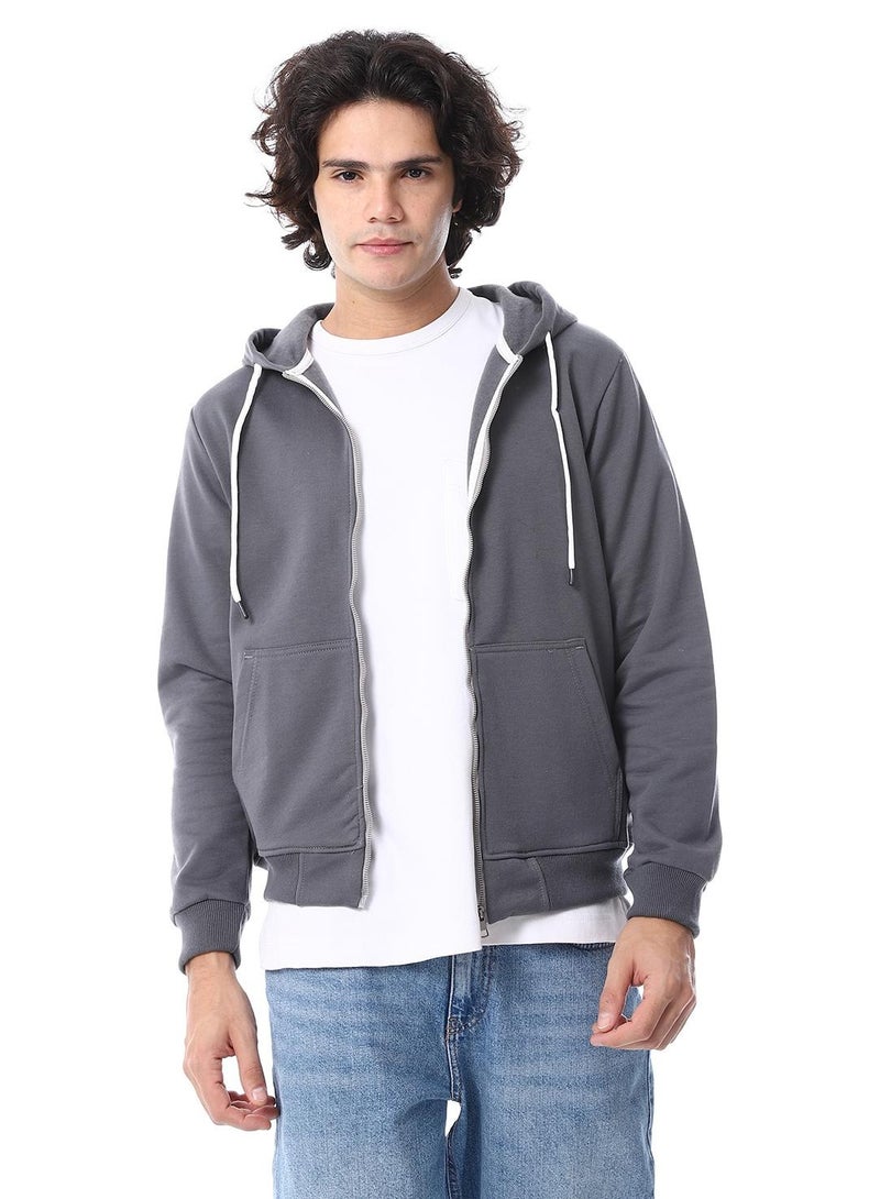 Andora Front Zipper Winter Zip Through Sweatshirt_ Lead Grey - Image 1