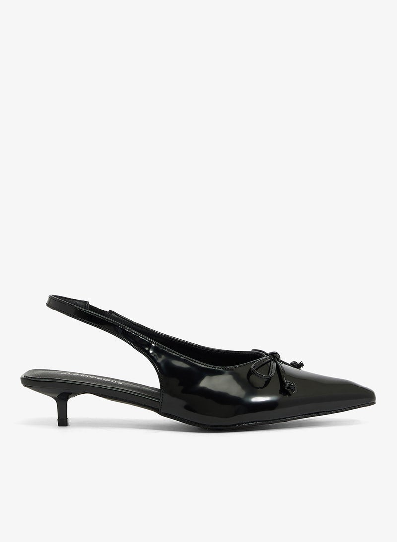 GLAMOROUS Casual Sling Back Kitten Heeled Sandals - Image 1