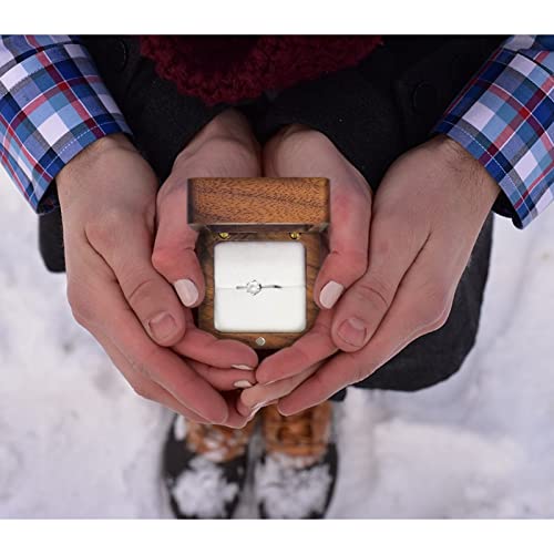 WisePoint Wooden Ring Box, Mini Engagement Ring Holder Box with Single Slot, Square Wedding Rings Box for Rings, Elegant and Retro RingHolder Box for Wedding, Ceremony (white) - Image 5