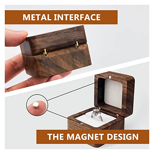 WisePoint Wooden Ring Box, Mini Engagement Ring Holder Box with Single Slot, Square Wedding Rings Box for Rings, Elegant and Retro RingHolder Box for Wedding, Ceremony (white) - Image 3