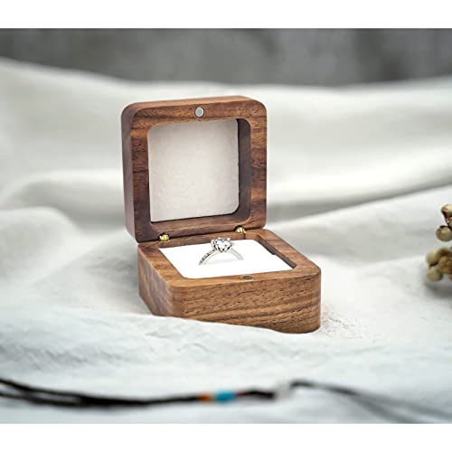 WisePoint Wooden Ring Box, Mini Engagement Ring Holder Box with Single Slot, Square Wedding Rings Box for Rings, Elegant and Retro RingHolder Box for Wedding, Ceremony (white) - Image 4