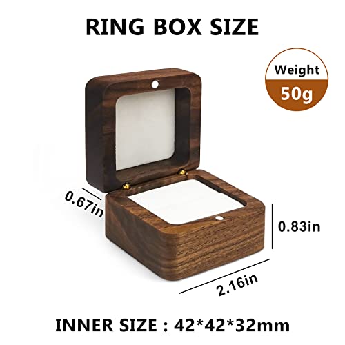 WisePoint Wooden Ring Box, Mini Engagement Ring Holder Box with Single Slot, Square Wedding Rings Box for Rings, Elegant and Retro RingHolder Box for Wedding, Ceremony (white) - Image 2