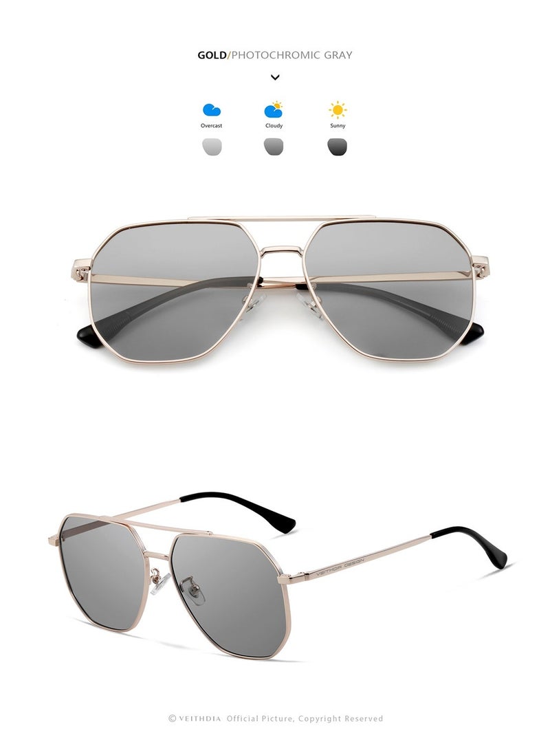 Veithdia Original VEITHDIA Men's Polarized Pilot Sunglasses, UV400 Protection, Gold Metal Frame – Driving & Outdoor - Image 2