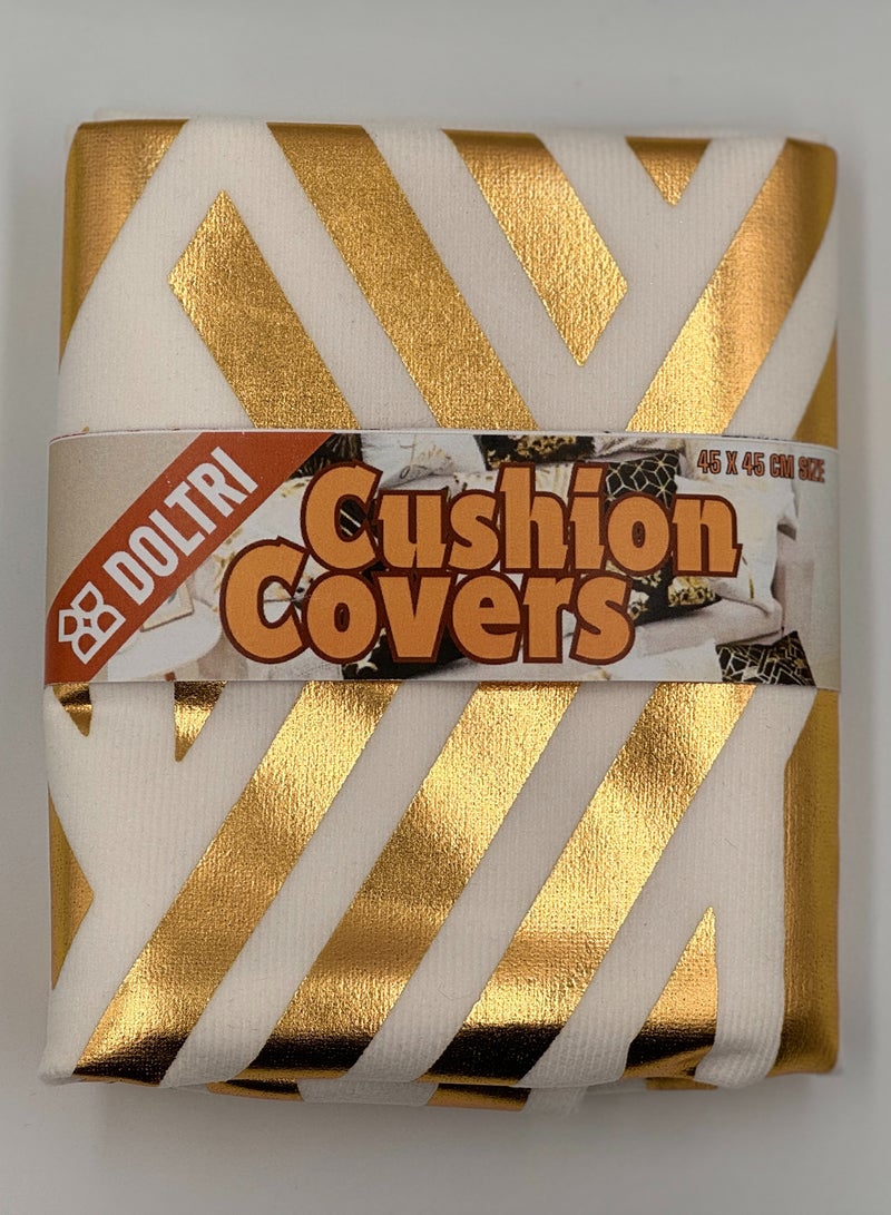 دولتري أغطية وسائد مقاس 18 × 18 بوصة لديكور المنزل بختم ساخن غطاء وسادة للأريكة (مصفوفة ذهبية بيضاء) - Image 2