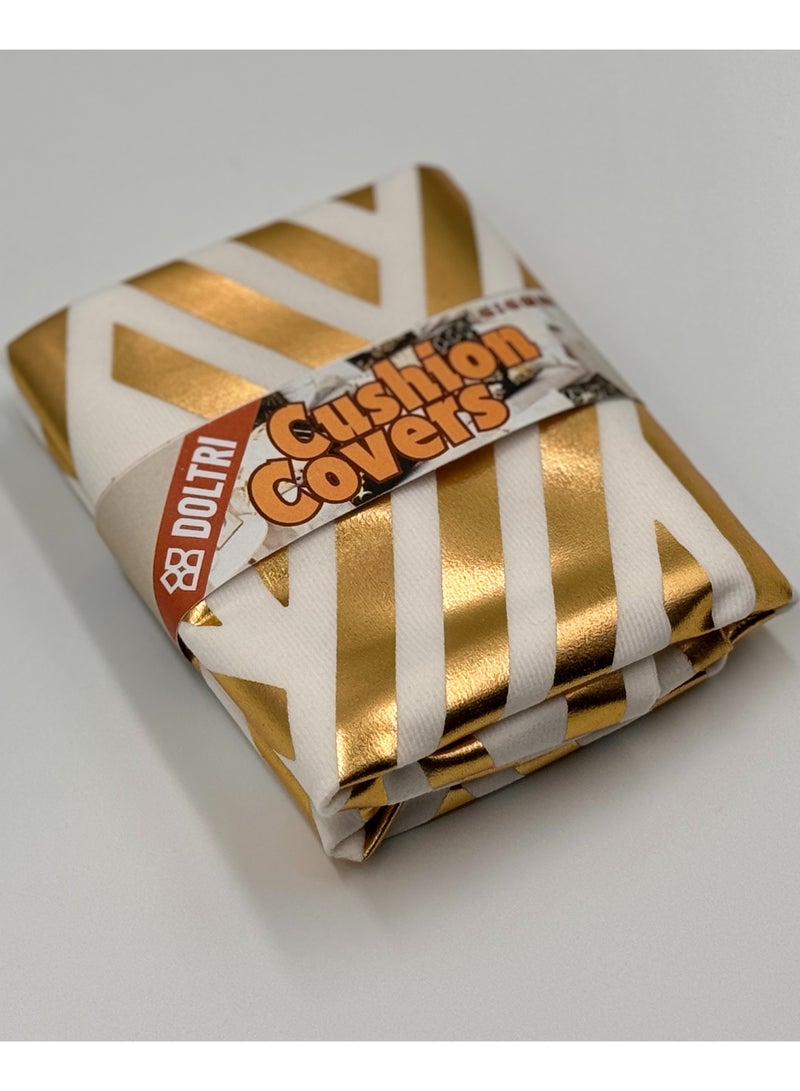 دولتري أغطية وسائد مقاس 18 × 18 بوصة لديكور المنزل بختم ساخن غطاء وسادة للأريكة (مصفوفة ذهبية بيضاء) - Image 3