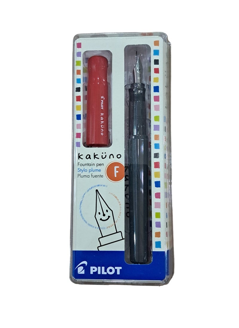 PILOT Kakuno Fountain Pen Red Body With One Ink Cartridge Fine Tip  - Image 1