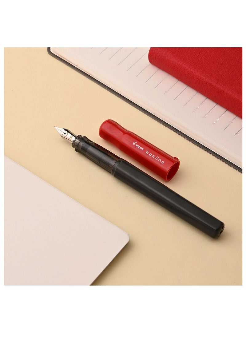 PILOT Kakuno Fountain Pen Red Body With One Ink Cartridge Fine Tip  - Image 5