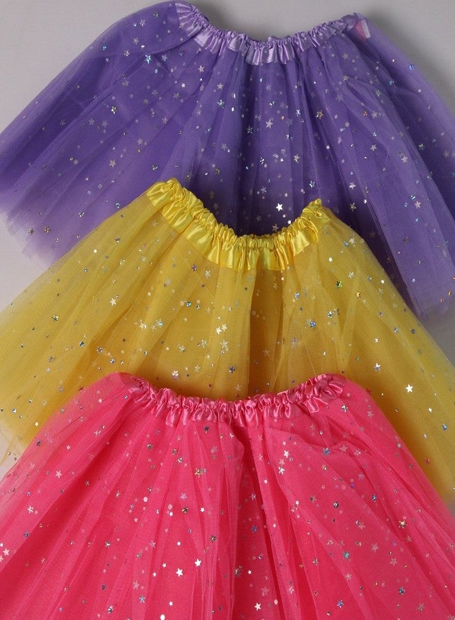 Making Believe Girls Ballerina Sparkle or Chiffon Tutu Beginner 3 Pack Dress Up Set (Lavender Sparkle/Pink/Yellow) - Image 3