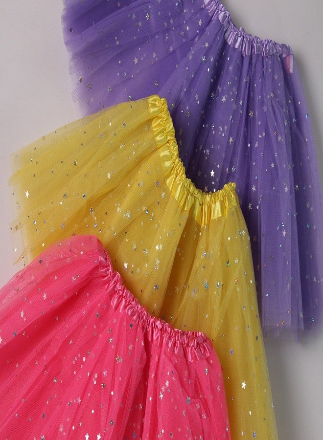 Making Believe Girls Ballerina Sparkle or Chiffon Tutu Beginner 3 Pack Dress Up Set (Lavender Sparkle/Pink/Yellow) - Image 2