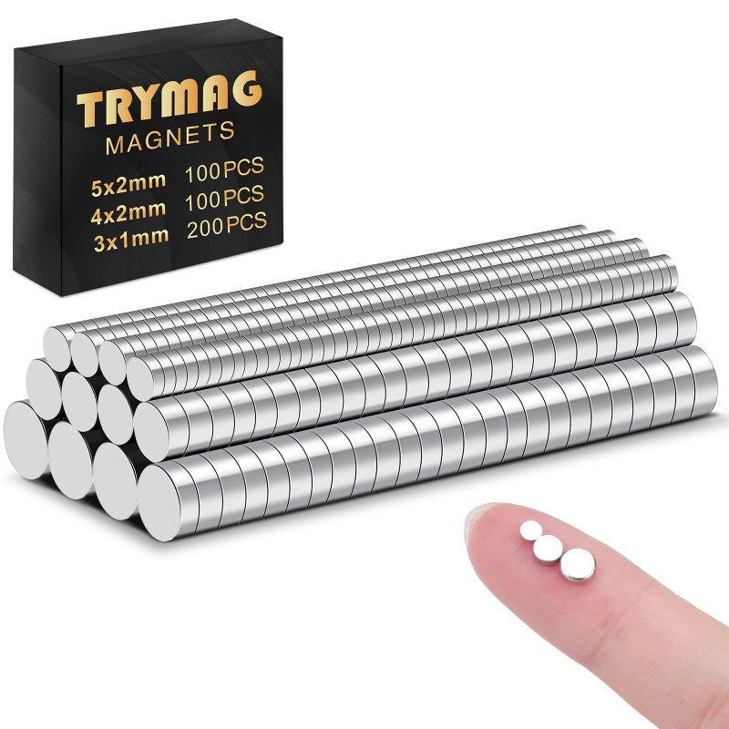 TRYMAG Small 400Pcs Rare Earth 3 Different Sizes Tiny Mini Magnets for Crafts, Small Round Fridge DIY Magnets for Miniatures,Multi-Use for Refrigerator, Office, Kitchen Cabinet, Crafts and Science - Image 1