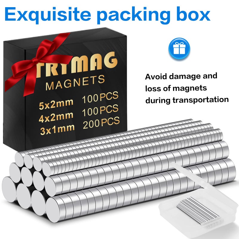 TRYMAG Small 400Pcs Rare Earth 3 Different Sizes Tiny Mini Magnets for Crafts, Small Round Fridge DIY Magnets for Miniatures,Multi-Use for Refrigerator, Office, Kitchen Cabinet, Crafts and Science - Image 4