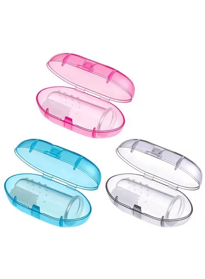 Baby Finger Toothbrush for Training Teething - Infant & Toddles & Lids Teeth Brush Soft Babies Toothbrushes Oral Cleaning Massager to Train Your Child Healthy Oral Habits with Travel Case -3 PCS