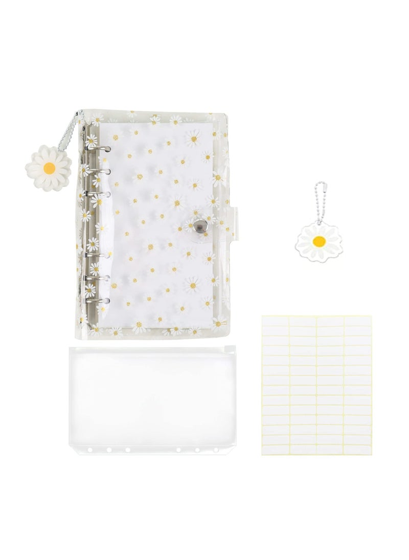 Generic - A6 PVC Budget Binder with 45 Blank Inner Pages, KASTWAVE Round Ring Notebook Cover, Includes 1 Zipper Pocket for Cards and Cash, Perfect for Money Saving with Daisy Pendant. - Image 1