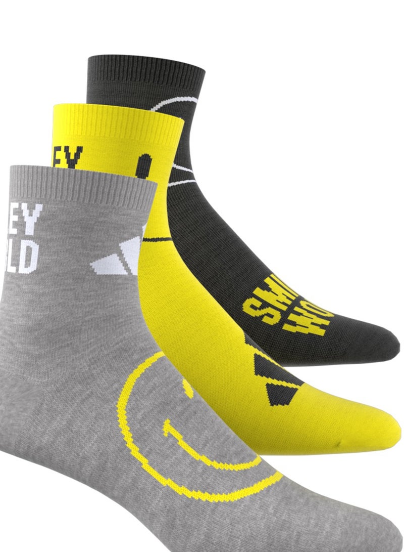 Adidas Kids Smiley 3 Pack Socks  - Image 1