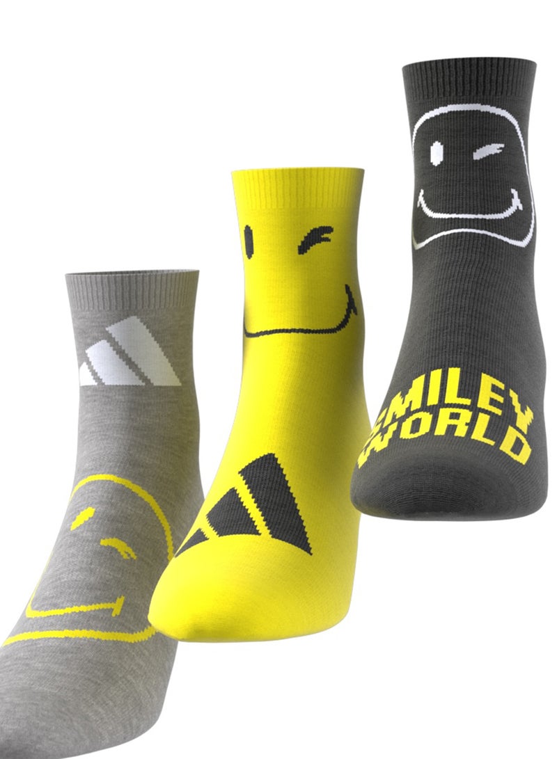 Adidas Kids Smiley 3 Pack Socks  - Image 3