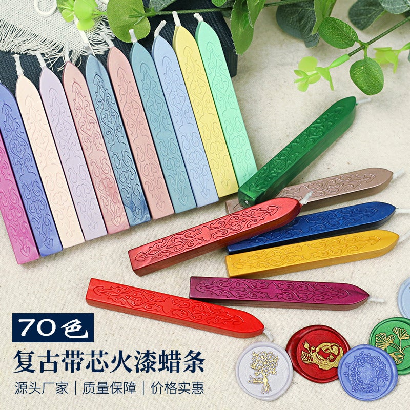 European Arrow-Shaped Core Fire Paint Wax Strip 70 Colors Pearlescent Mixed Color Fire Paint Seal Sealing Wax Cheap Wax Strip Boxed Bulk - Image 2